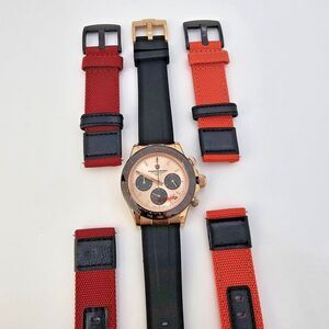 Pagani Design Watch Men's 40MM Gold Dial Black‎ Plastic Red Orange Canvas Bands